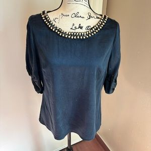 Elie Tahari Silk Blouse With Beaded Neckline - image 1